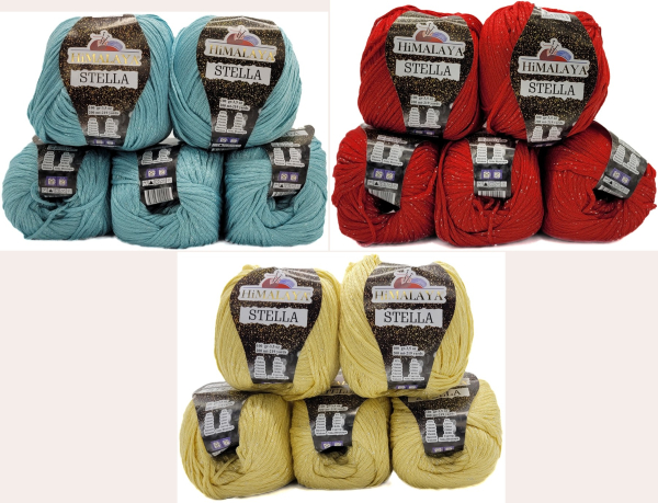 500 Gramm Himalaya Stella Glitzergarn Viskose, Strickgarn mit Glitzer, Glitter Strickwolle einfarbig, 5 x 100g Viskosegarn